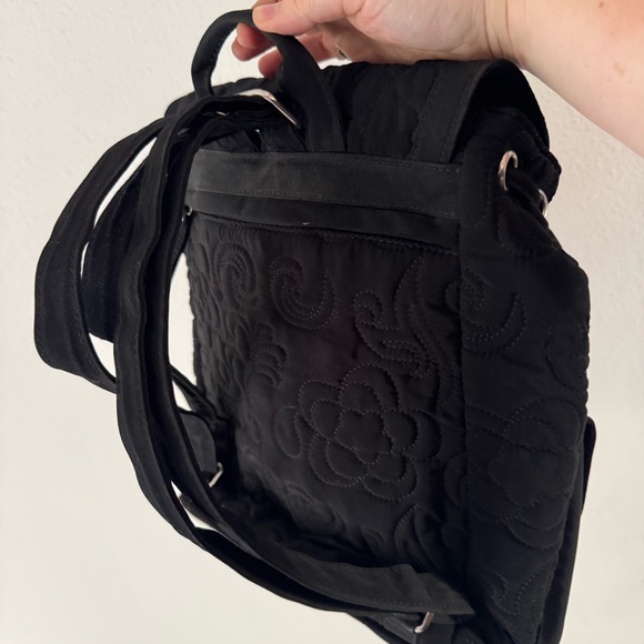 Vera Bradley Quilted Floral Amy Backpack Black Drawstring Essential Bag Boho - Picture 5 of 16